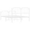 vidaXL Metal Bed Frame without Mattress with Footboard White 150x200cm