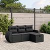 vidaXL 4 Piece Garden Sofa Set with Cushions Black Poly Rattan