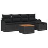 vidaXL Garden Sofa Set 6 pcs Black Poly rattan
