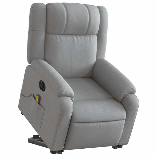 vidaXL Electric Stand up Massage Recliner Chair Light Grey Fabric