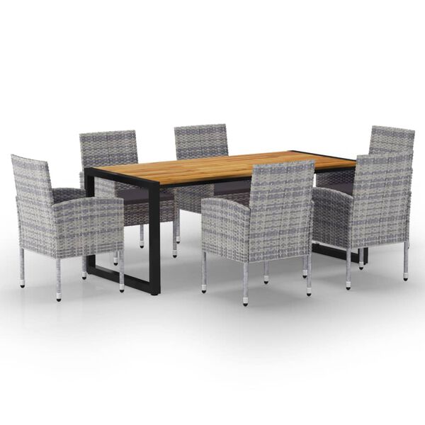 vidaXL 7 Piece Garden Dining Set Grey