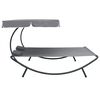 vidaXL Outdoor Lounge Bed with Canopy and Pillows Grey