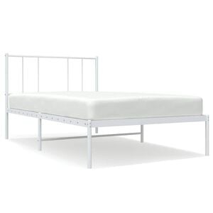 vidaXL Metal Bed Frame without Mattress with Headboard White 107x203cm