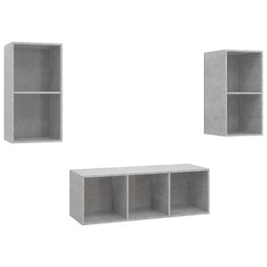 vidaXL TV Cabinet Set | Concrete grey | Engineered wood | Medium