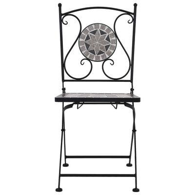 vidaXL Mosaic Bistro Chairs 2 pcs Grey
