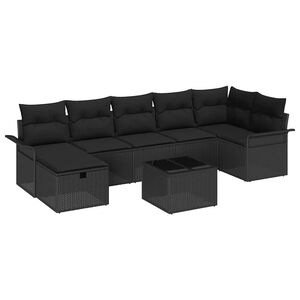 vidaXL Garden Sofa Set with Cushion Manual 8 pcs Black Poly Rattan