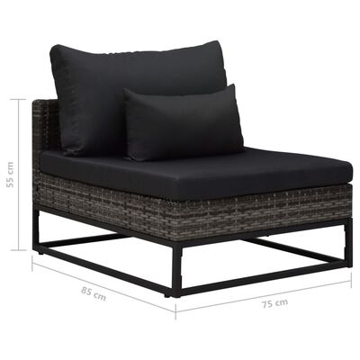 vidaXL 3 Piece Garden Sofa Set with Cushions Poly Rattan Grey