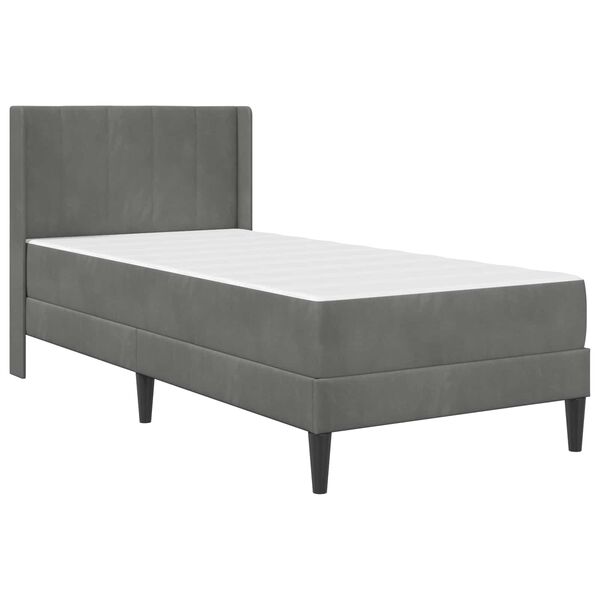vidaXL Bed Frame with Mattress Dark Grey 107 x 203 cm Velvet