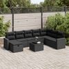 vidaXL 9 Piece Garden Sofa Set with Cushions Black Poly Rattan
