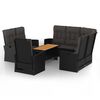 vidaXL 4 Piece Garden Lounge Set with Cushions Black Poly Rattan
