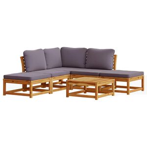 vidaXL 6 Piece Garden Lounge Set with Cushions Solid Wood Acacia