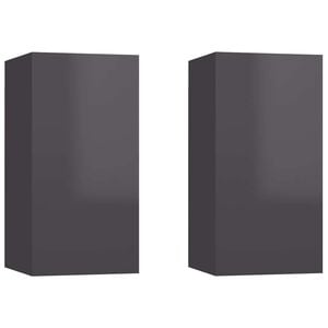 vidaXL Tv Cabinet | Set of 2 | High gloss grey | Engineered wood | Wall mounting
