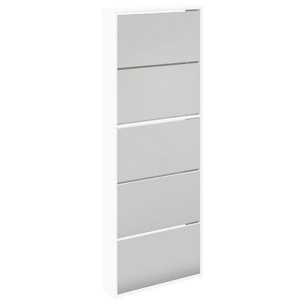 vidaXL Shoe Cabinet 5-Layer Mirror White 63x17x169.5 cm