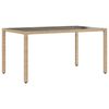 vidaXL Garden Table 150x90x75 cm Tempered Glass and Poly Rattan Beige
