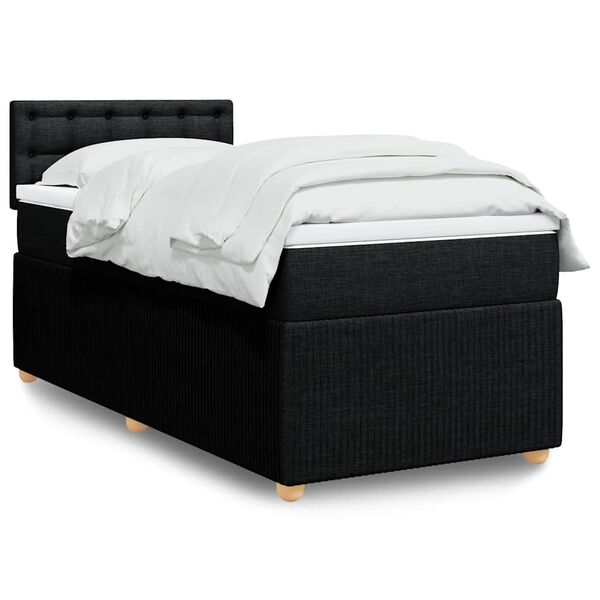 vidaXL Box Spring Bed with Mattress Black King Single Fabric