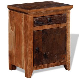 vidaXL Nightstand | Brown | Solid Acacia and Reclaimed Wood | Small