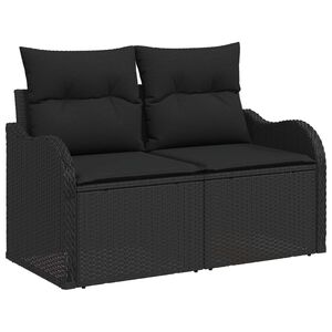 vidaXL Garden Sofa Black 121 x 62 x 69cm Poly Rattan