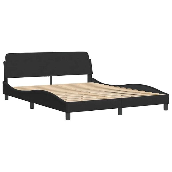 vidaXL Bed Frame without Mattress "Hanko" Black 152x203 cm Queen Velvet