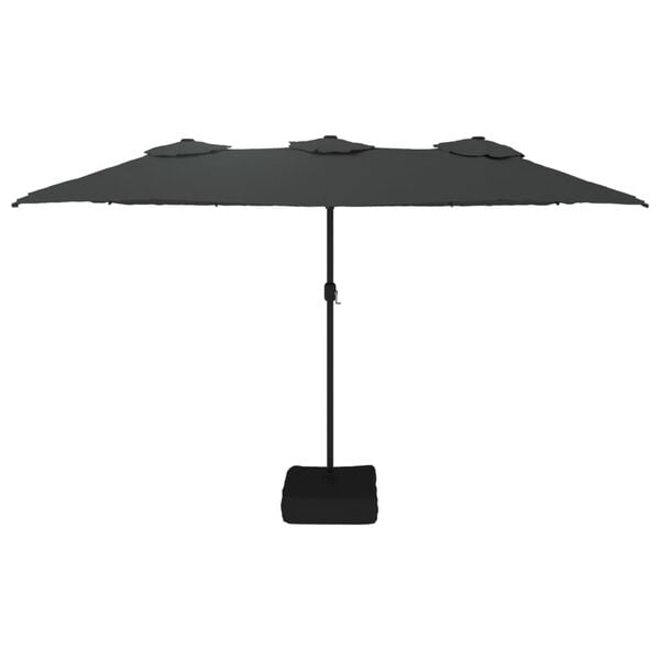 vidaXL Double-Head Garden Parasol with LEDs Anthracite 449x265 cm