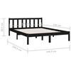vidaXL Bed Frame without Mattress Black Solid Wood Double