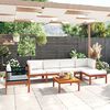 vidaXL 7 Piece Garden Lounge Set with Cushions Cream Wood Acacia&Rope
