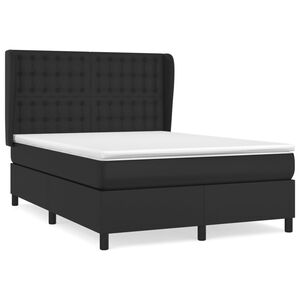 vidaXL Box Spring Bed with Mattress Black 137x187 cm Double Size Faux Leather