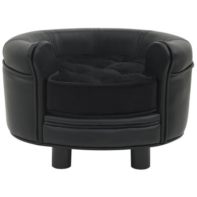 vidaXL Dog Sofa Black 48x48x32 cm Plush and Faux Leather