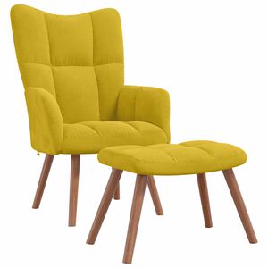 vidaXL Relaxing Chair with a Stool Mustard Yellow Velvet