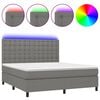 vidaXL Box Spring Bed with Mattress&LED Dark Grey 152x203 cm Queen Fabric