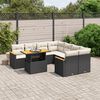 vidaXL 9 Piece Garden Sofa Set with Cushions Black Poly Rattan