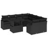 vidaXL Garden Sofa Set with Cushion Manual 9 pcs Black Poly Rattan