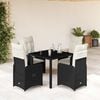 vidaXL 5 Piece Garden Bistro Set with Cushions Black Poly Rattan