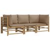vidaXL 3 Piece Garden Lounge Set with Taupe Cushions Bamboo