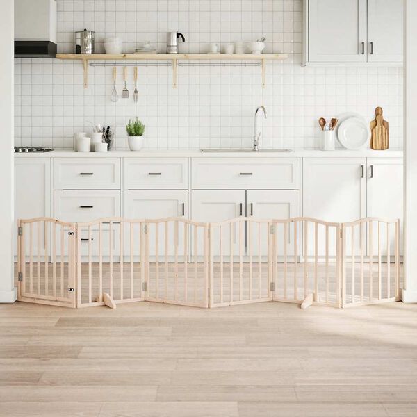 vidaXL Dog Gate with Door Foldable 6 Panels 300 cm&nbsp;Poplar Wood