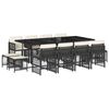 vidaXL 13 Piece Garden Dining Set with Cushions Black Poly Rattan