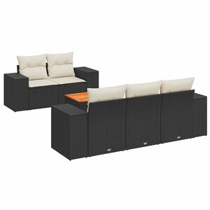 vidaXL 6 Piece Garden Sofa Set with Cushions Black Poly Rattan