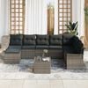 vidaXL Garden Sofa Set with Cushion 9 pcs Black Poly rattan