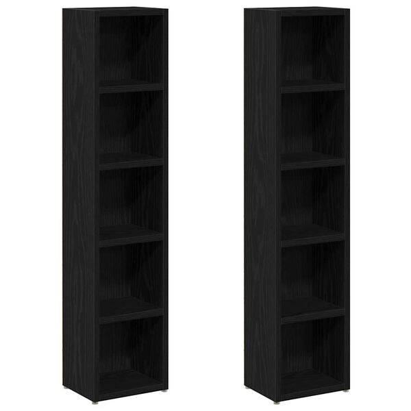 vidaXL CD Cabinets 2 pcs Black Oak 21x16x93.5 cm Engineered Wood