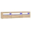 vidaXL TV Cabinet with LED Lights Sonoma Oak 195x35x40 cm