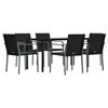 vidaXL 7 Piece Garden Dining Set with Cushions Poly Rattan and Steel