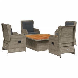 vidaXL 5 Piece Garden Lounge Set with Cushions Grey Poly Rattan