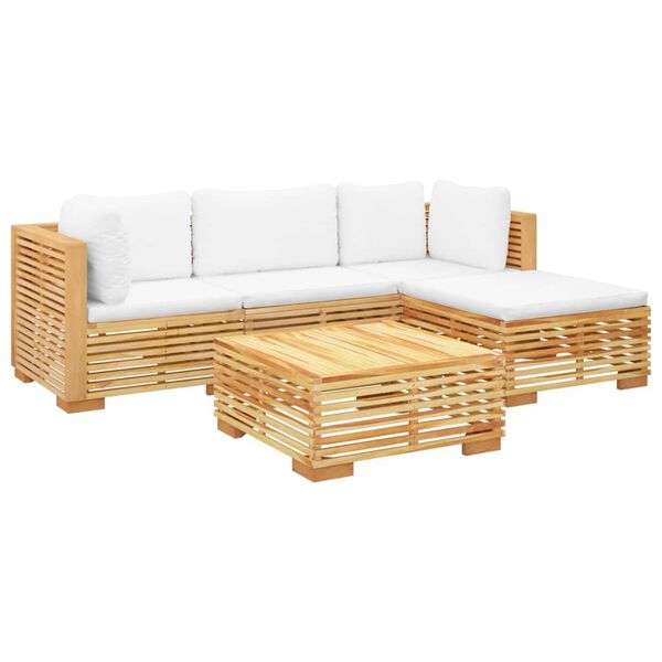 vidaXL 5 Piece Garden Lounge Set with Cushions Solid Wood Teak