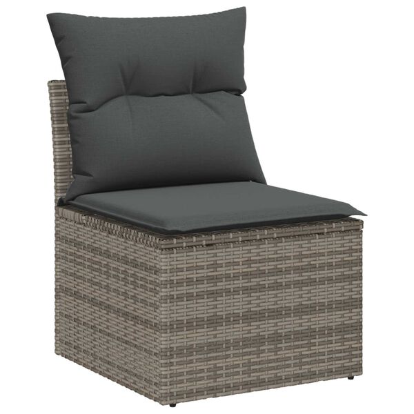 vidaXL Garden Sofa Set with Cushion 9 pcs Grey Poly rattan