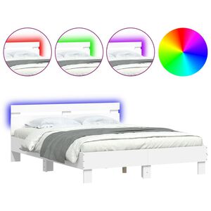 vidaXL Bed Frame with LED without Mattress White 150x200 cm King Size