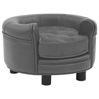 vidaXL Dog Sofa Grey 48x48x32 cm Plush and Faux Leather