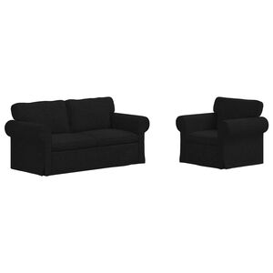 vidaXL Sofa Set 2 pcs Black Fabric