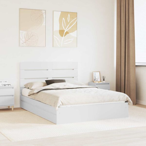 vidaXL Storage Bed with Headboard White 150 x 200 cm Engineered Wood