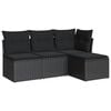 vidaXL 4 Piece Garden Sofa Set with Cushions Black Poly Rattan