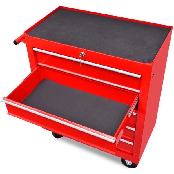 vidaXL Workshop Tool Trolley 5 Drawers Red