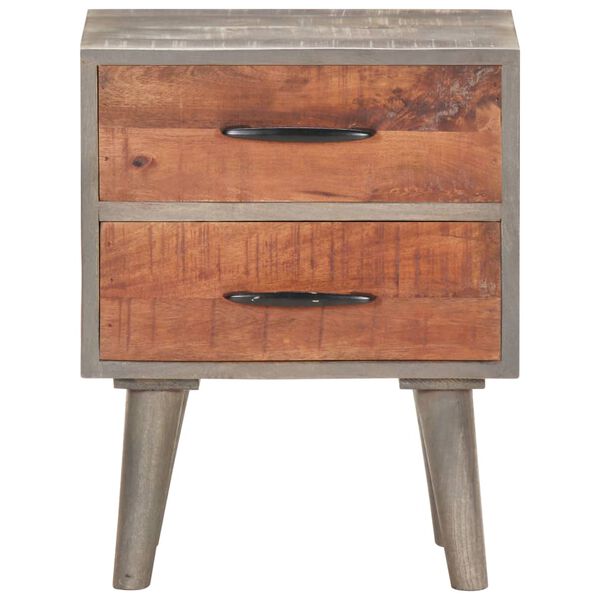 vidaXL Bedside Cabinet Grey 40x30x50 cm Solid Rough Mango Wood